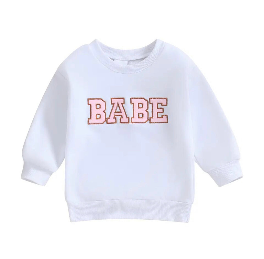 Varsity Babe Sweater - White