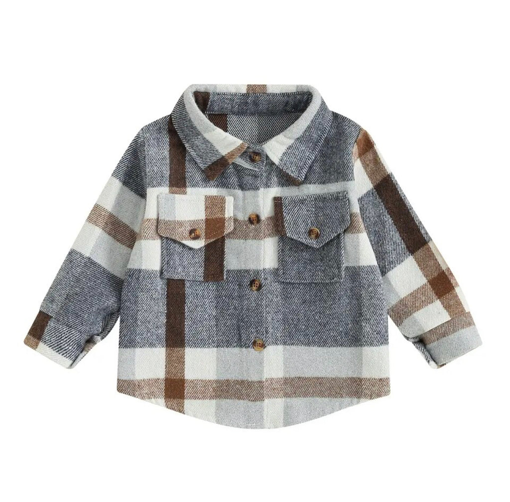 Plaid Printed Button Up - Gray
