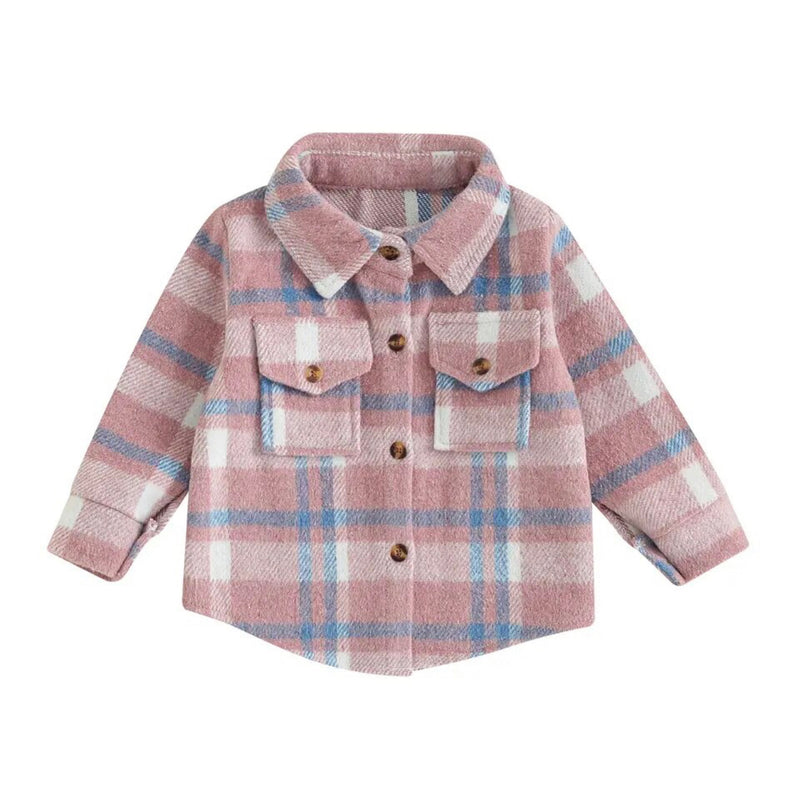 Plaid Printed Button Up - Pink