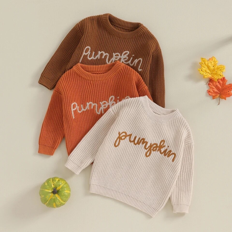 Pumpkin Knit Pullover - Brown