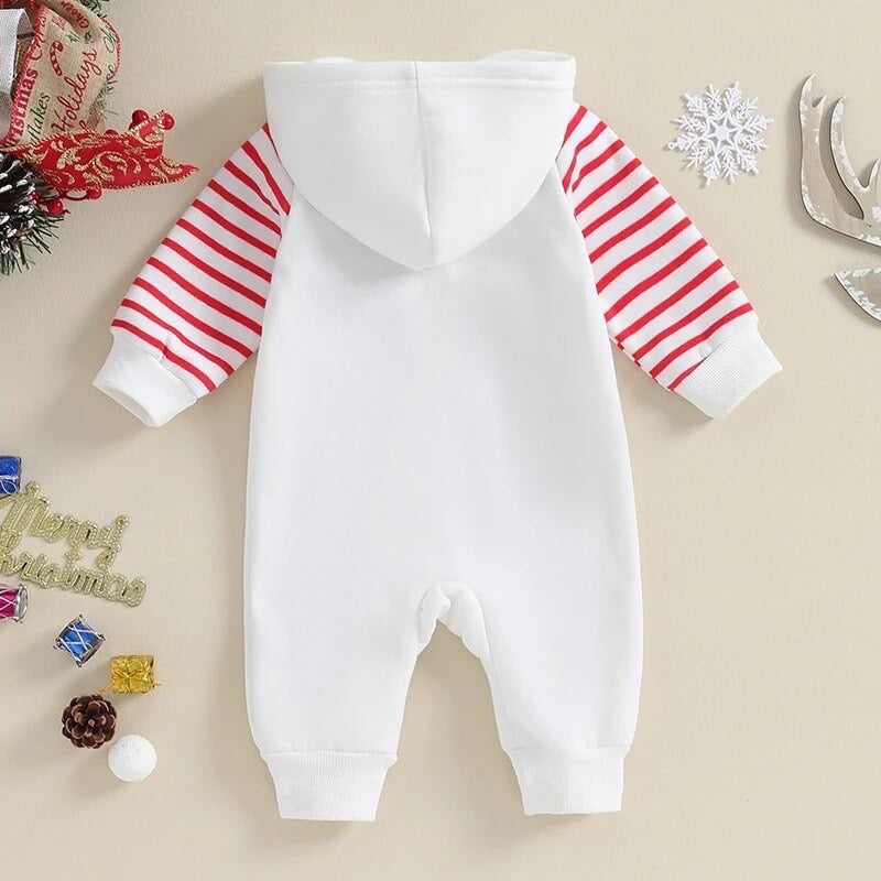 Santa Baby Striped Hooded Jumpsuit