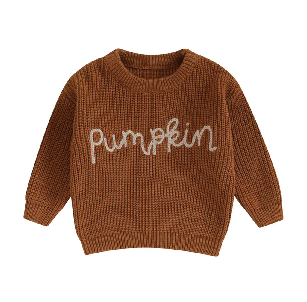 Pumpkin Knit Pullover - Brown