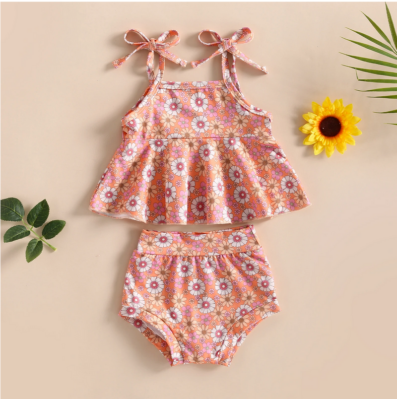 Ruffled Floral Baby 2 Piece - Pink