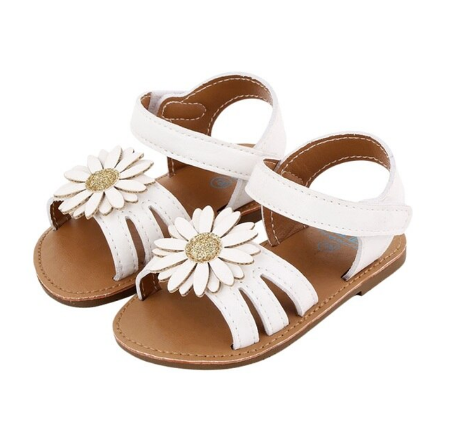 Floral Strap Sandals - White