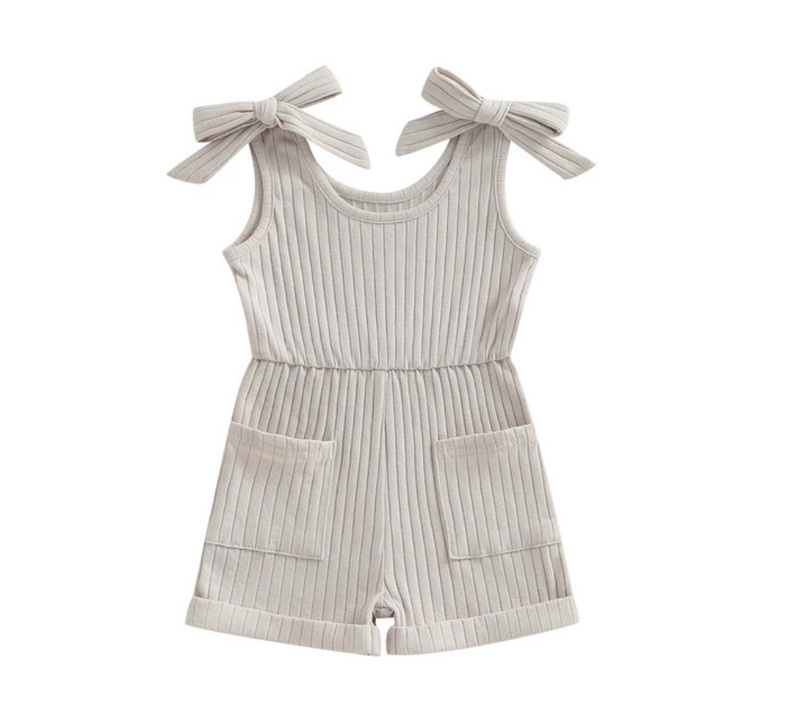 Laura Ribbed Romper -Nude