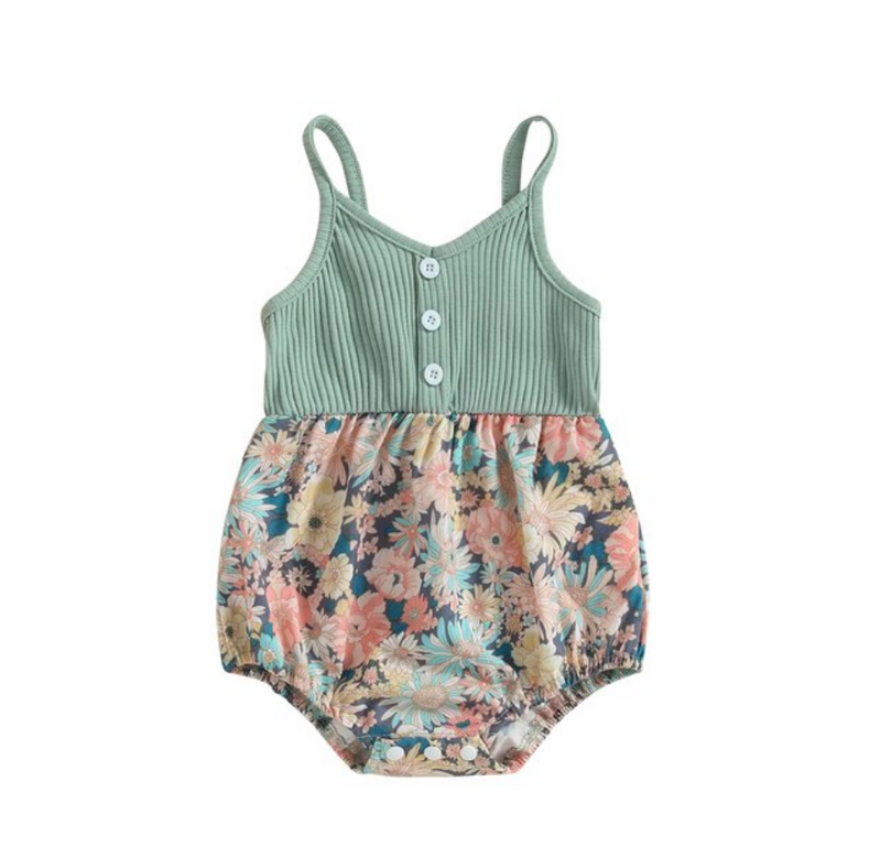 Lilly Floral Romper - Green