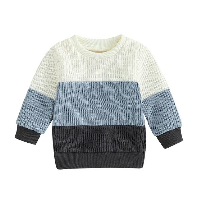 Boys Knit Loose Fit Pullover - Blue