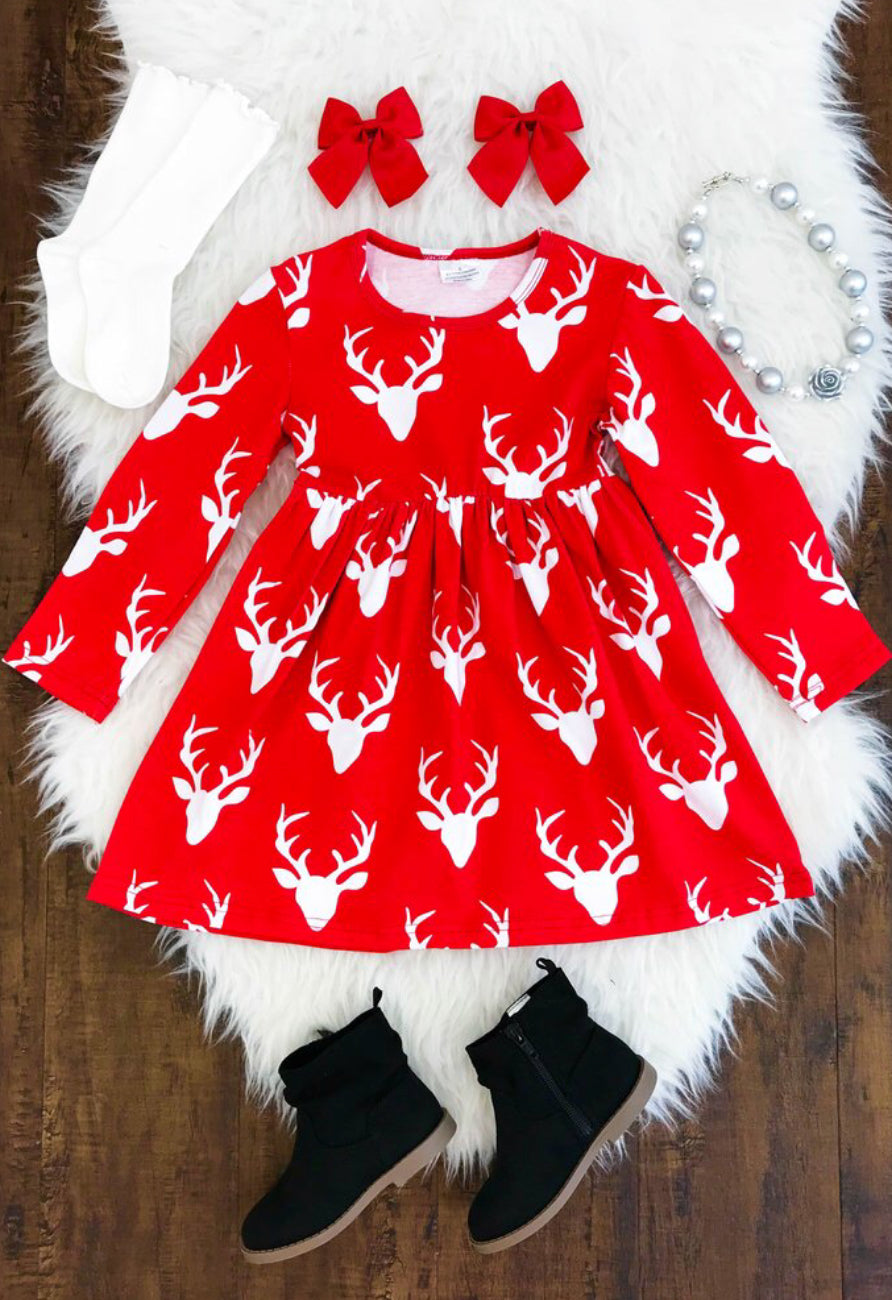 Oh Deer - Red Christmas Dress