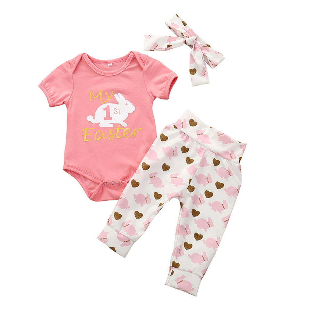 My First Easter 3 Piece Pants Set - Hearts