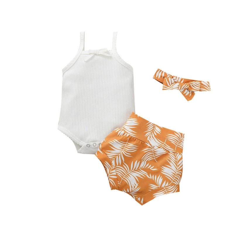 Ribbed baby girl 3 piece -Tropical Print