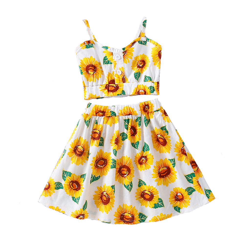 Sunflower crop top and skirt set