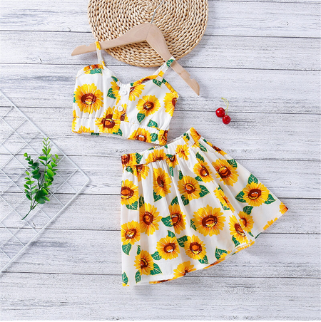 Sunflower crop top and skirt set