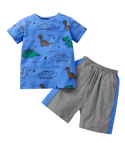 Relaxed Dino 2 Piece - Blue