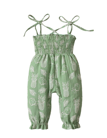 Pineapple Clinched Romper - Green