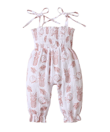 Pineapple Clinched Romper - White