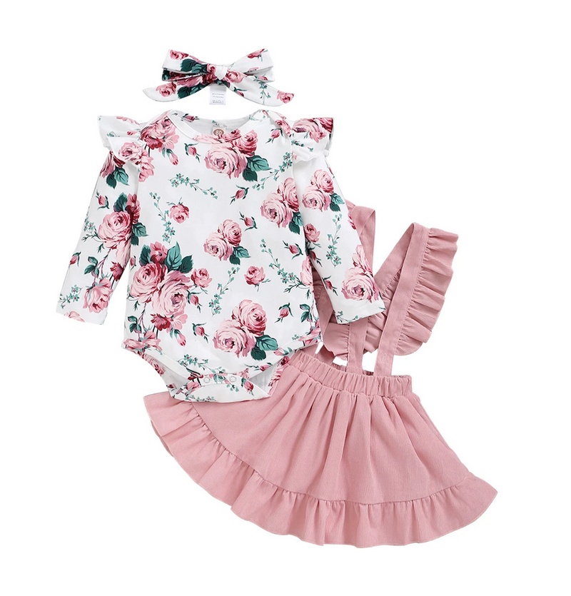 Sarah Floral Suspender Skirt Set