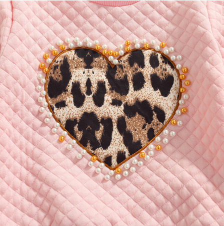 Megan Leopard Heart 2 Piece - Pink