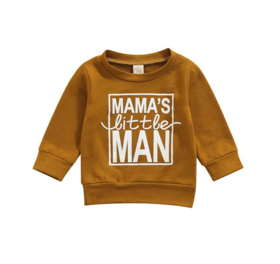 Mama's Little Man Sweater - Brown