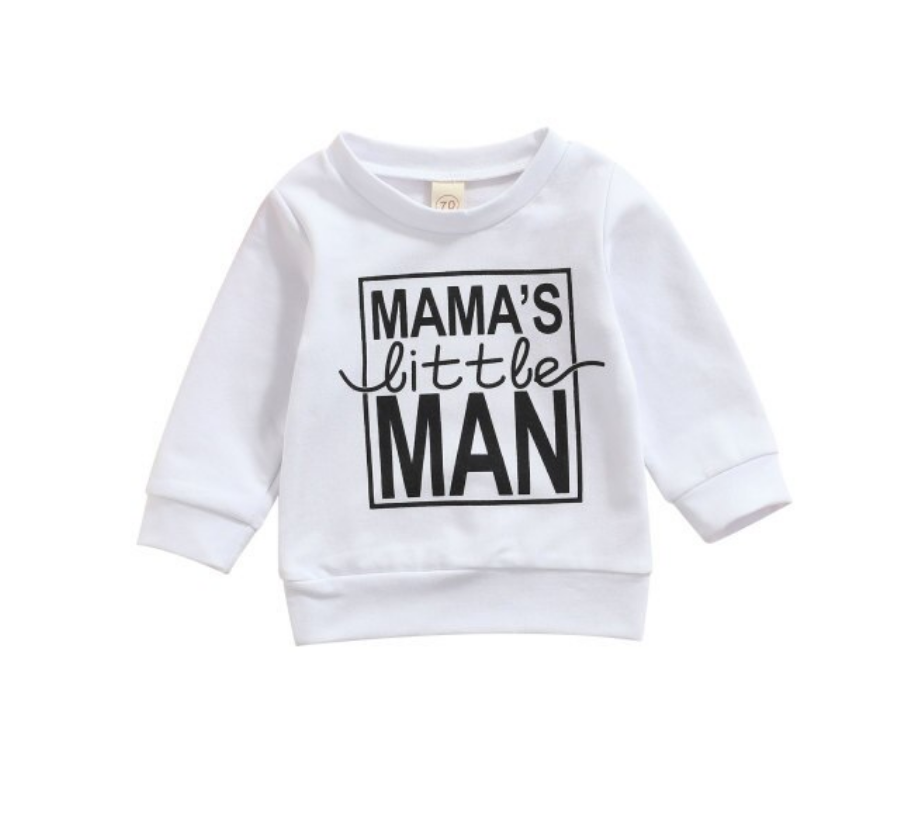 Mama's Little Man Sweater - White