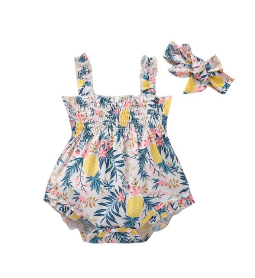 Ember Clinched Romper Set - Pineapple