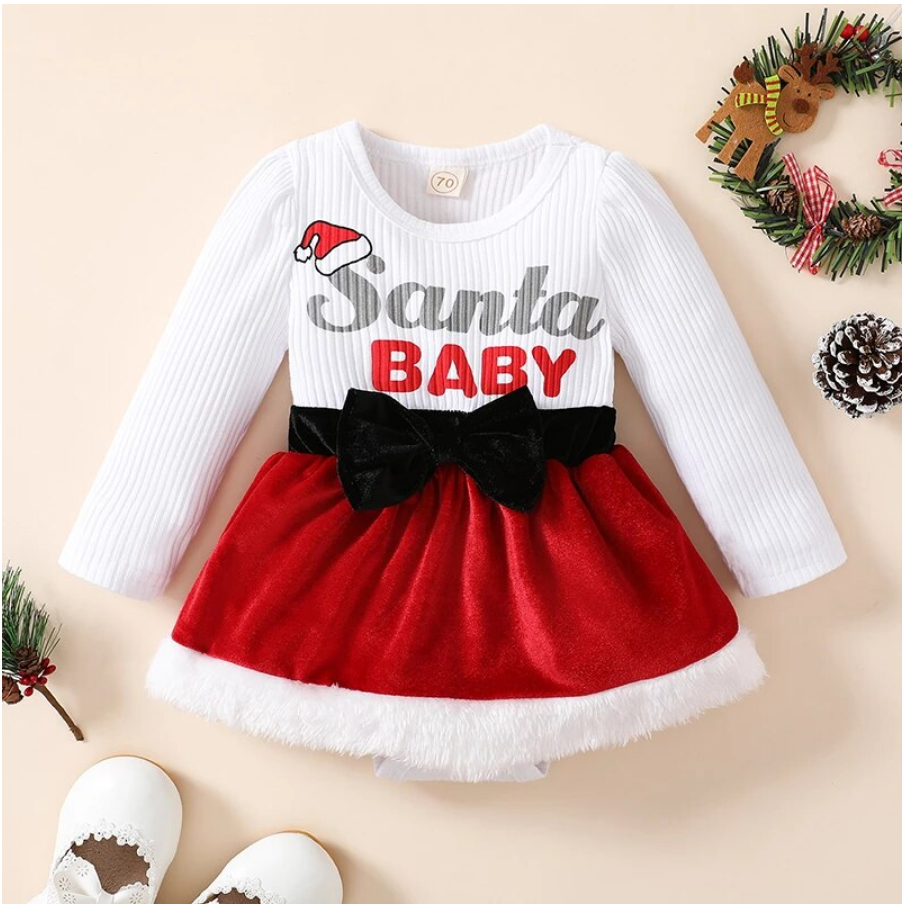 Santa Baby Velvet Romper Dress