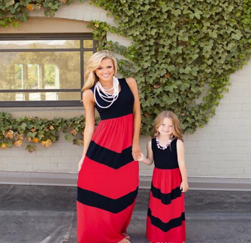 Red and Black Mommy N Me Maxi Dress