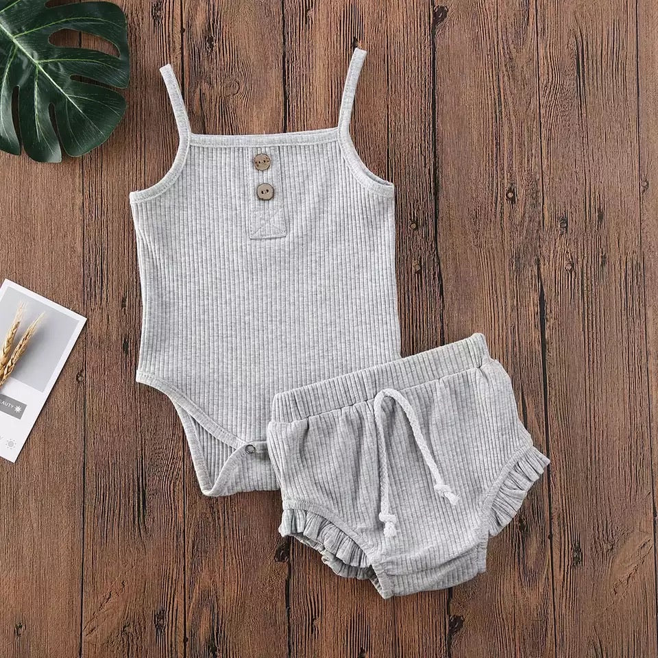 Evelyn 2 Piece Bloomer Set - Gray