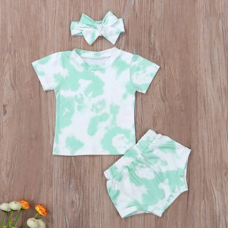 Baby girl tie dye bloomer set - Mint