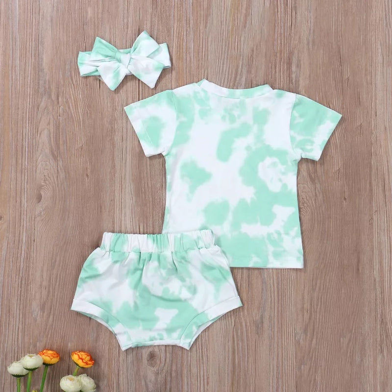 Baby girl tie dye bloomer set - Mint