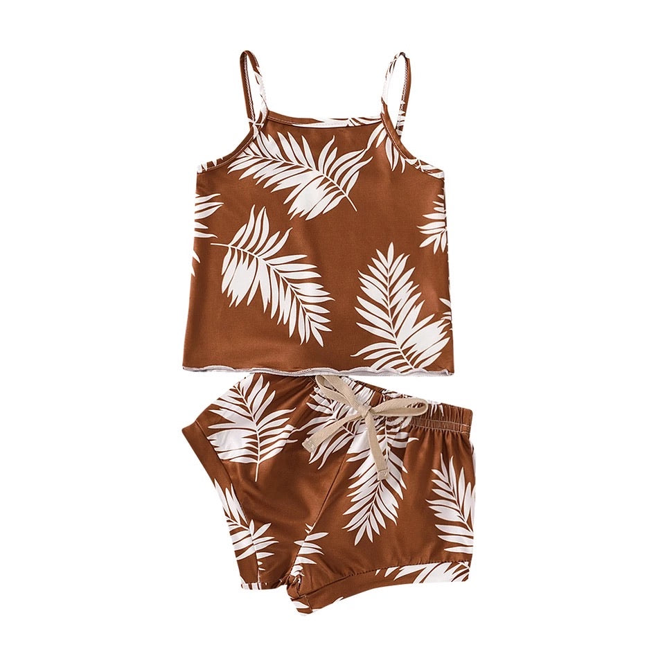 Tropical palm 2 piece - Brown