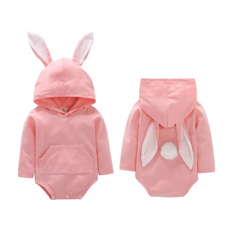 Bunny Wabbit Long Sleeve Onesie - Pink