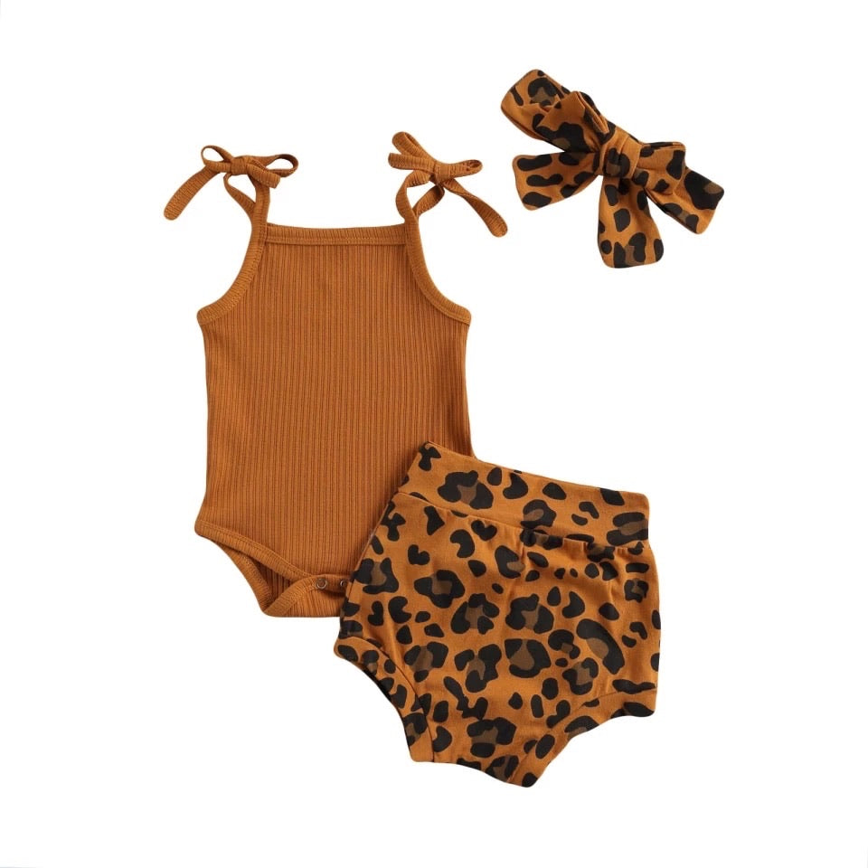 Ribbed Leopard 3 Piece - Brown