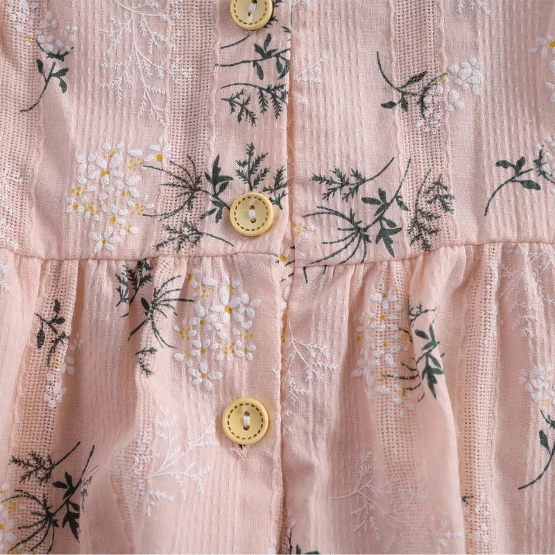 Julie Floral Flutter Sleeve Romper Set - Pink